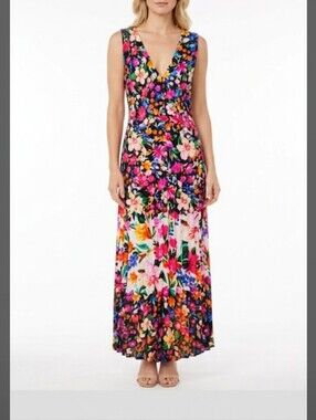 Just Taylor Floral Pleated High Low‎ Maxi Dress Size 6-SALE